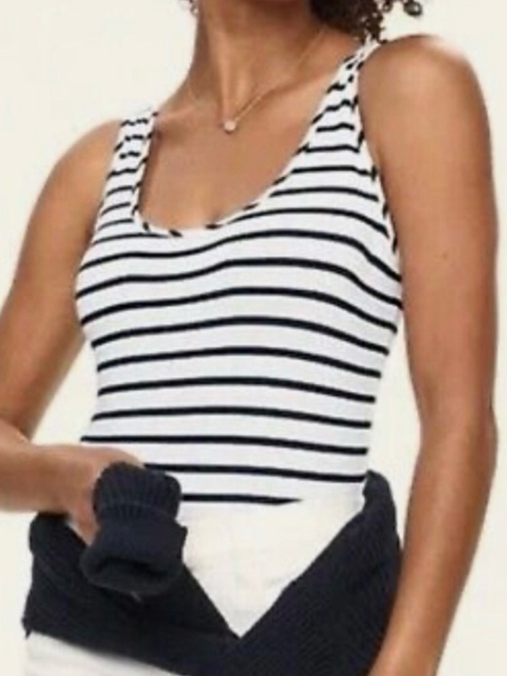 Cabi Charm Tank White Navy Striped - Picture 3 of 10